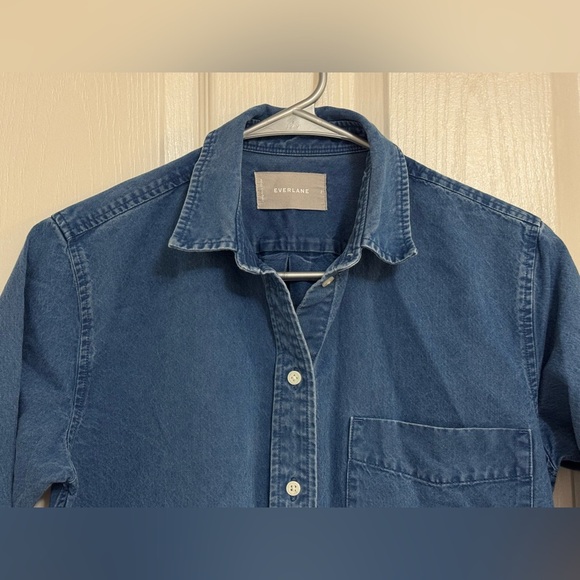 Everlane Denim Shirt Dress Blue Long Sleeve Button Down 100% Cotton Size 2 - Picture 2 of 8
